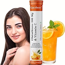 Graceberry L-Glutathione Tablets for Radiant Skin Health | 20 Effervescent Tablets with L-Glutathione & Vitamin C | Powerful Antioxidant for Skin Brightening | Orange Flavour