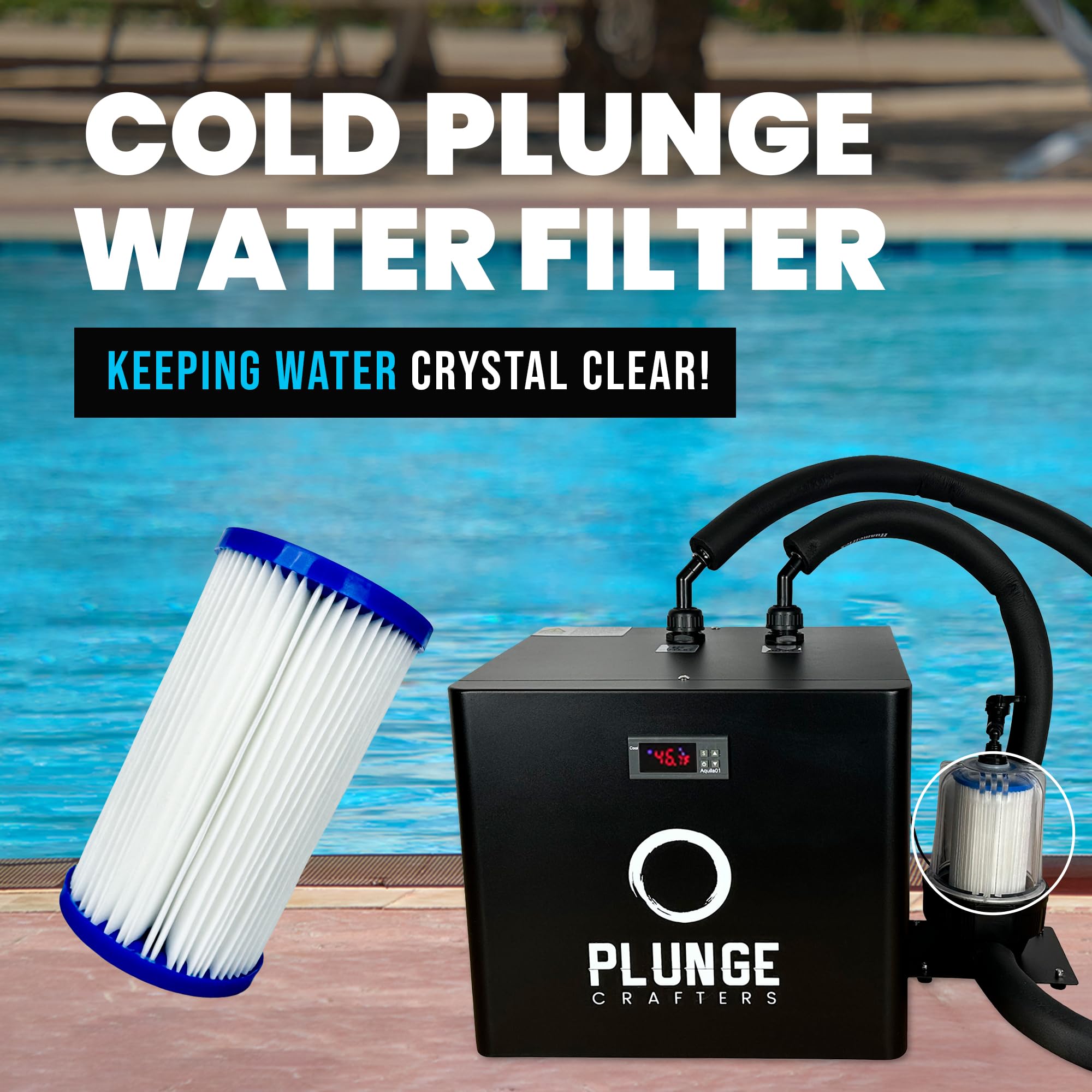 Cartuchos de filtro de agua Cold Plunge, filtros de sedimentos de 20 micras, ajuste universal de 5 pulgadas (2.5 x 5 pulgadas), compatible con enfriadores de inmersión fría y sistemas domésticos