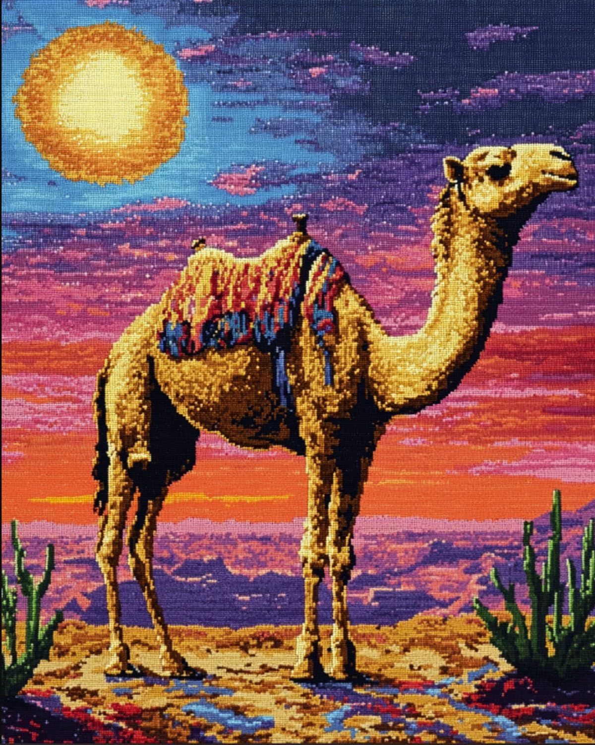 Tapis au crochet caravane de chameaux pour decoration salon et loisirs