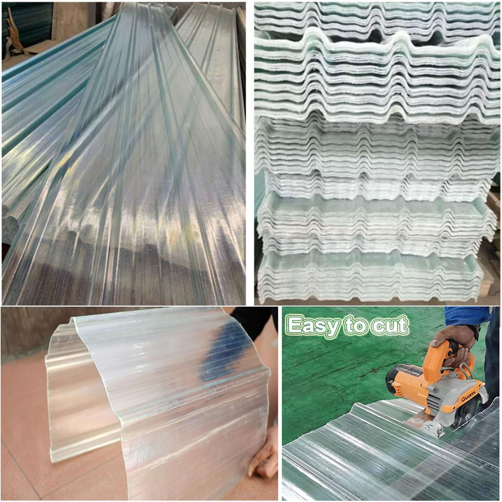 1.5mm Hojas De Techo Corrugado,2/4/6/8/10/12/15pcs Panel Para Tejado Transparente,Chapa Tejado A Prueba De Lluvia Anti-UV,Placa De Iluminación Natural De Fibra De Vidrio (0.9×1.7m,2pcs)