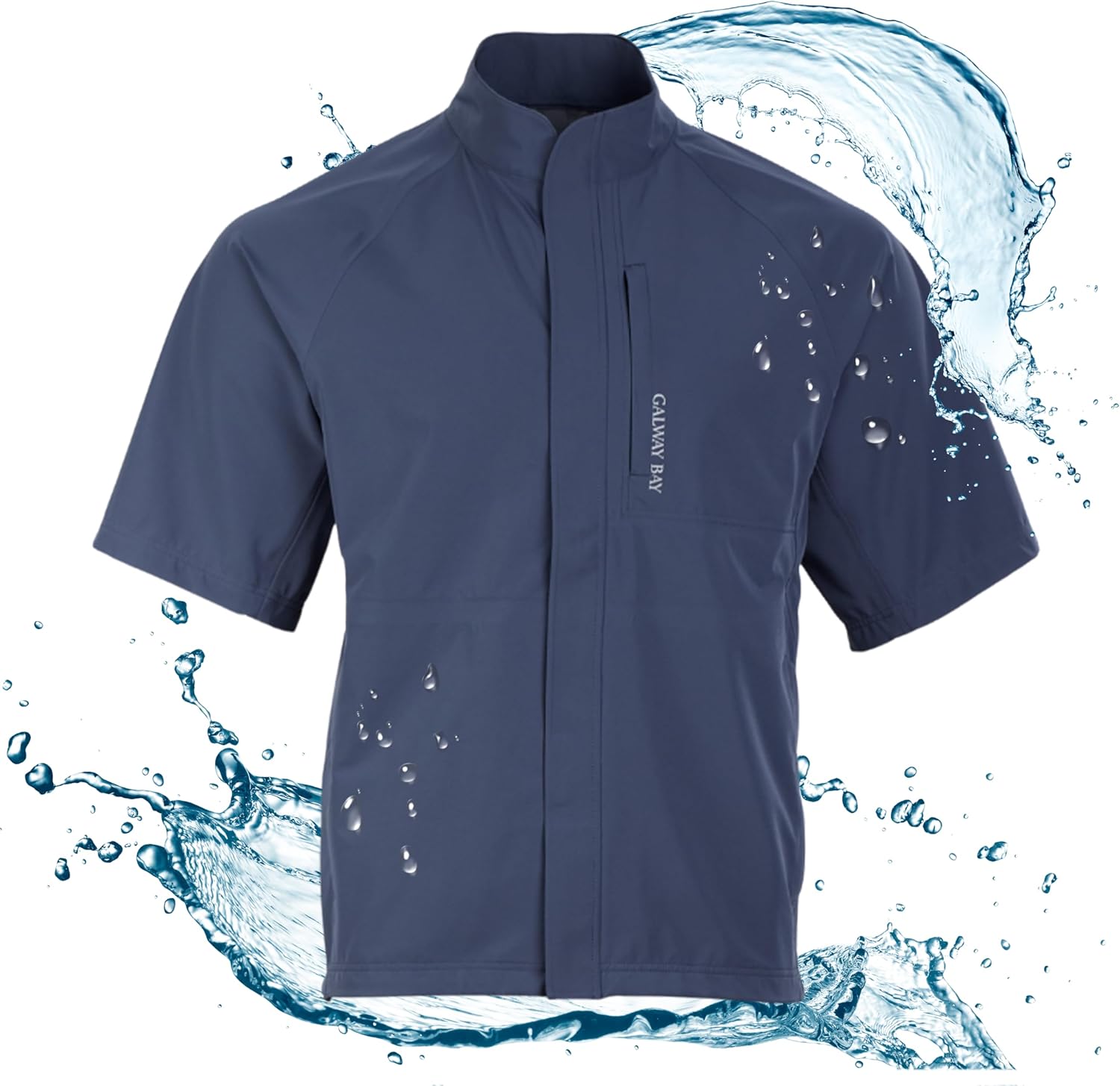 GALWAY BAY Short Sleeve Golf Rain Jacket Three Layer Short Sleeve Lightweight, Breathable, All