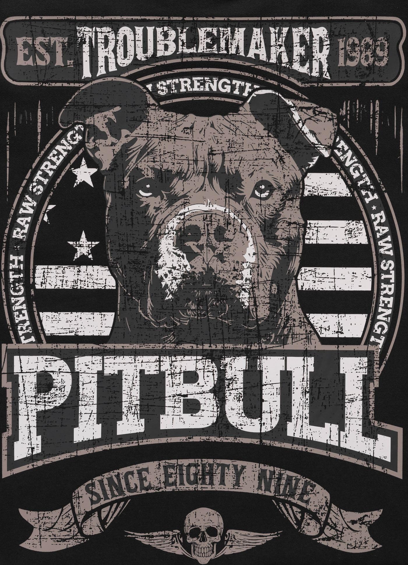 PITBULL Męska bluza Troublemaker Crewneck Pulower 280 g, nadruk na plecach psa, streetwear tricot terry, elastyczna, oddychająca, z długim rękawem