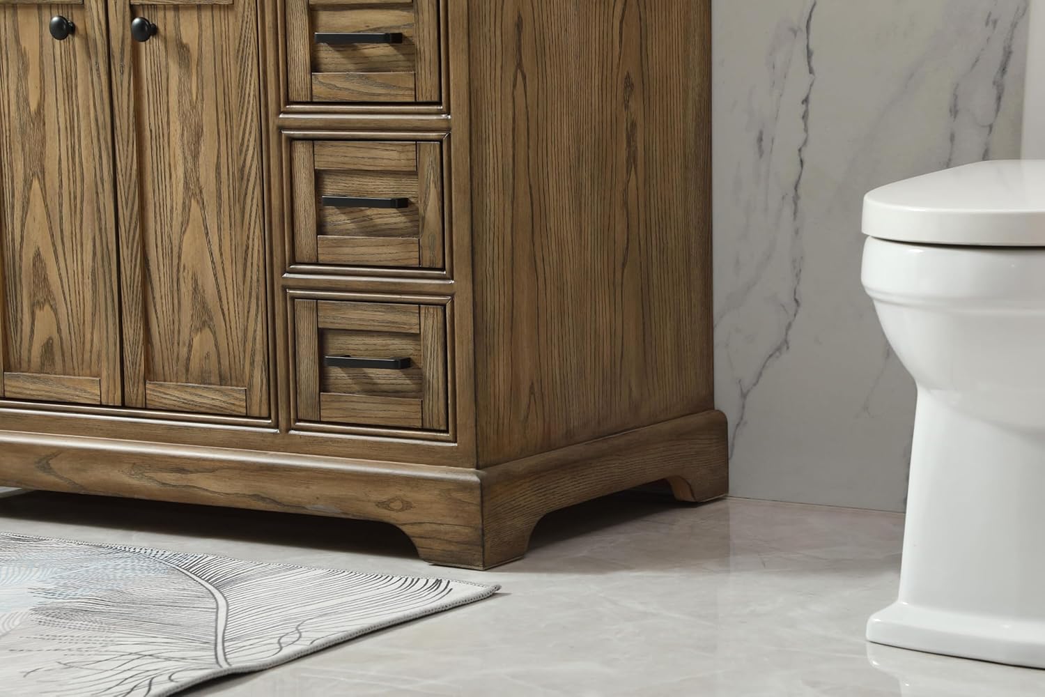 42 Double Bathroom Vanity, with Carrara White Marble Top Soft-Close, Driftwood