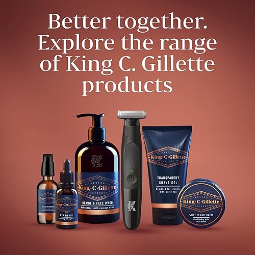 Miniatura 8 de King C Gillette Recortadora de barba para hombre incluye 1 recortadora maestra de estilo inalámbrico con 2 repuestos de cuchillas de afeitar de