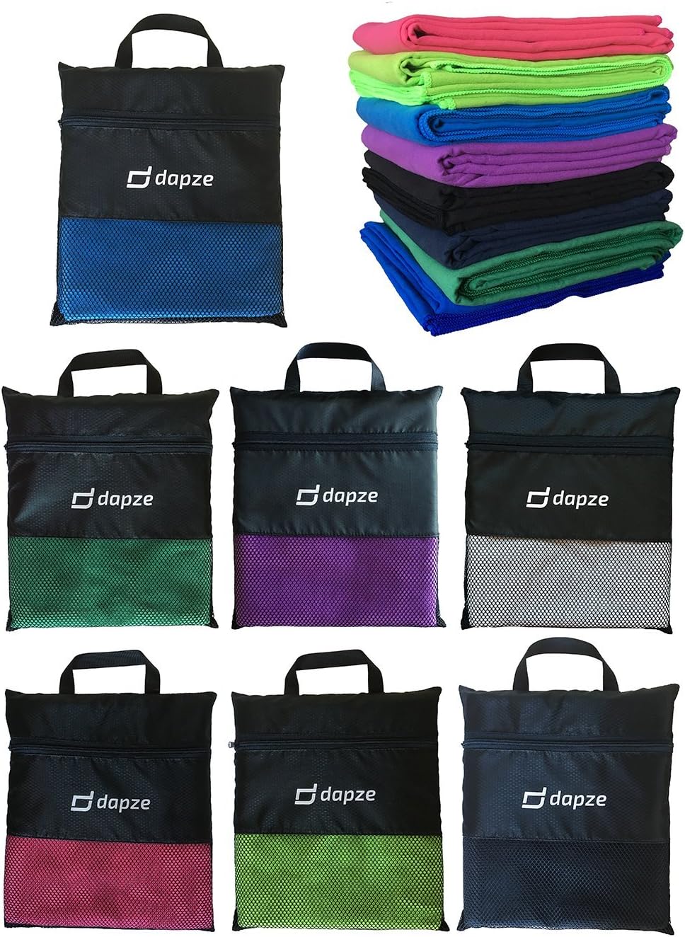 Dapze MICROFIBER TOWELS - Highly Absorbent, Lightweight and Compact. Designed for Fitness, Outdoor Activities and Travel