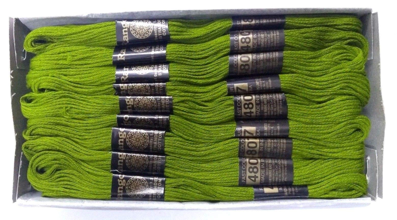 Fil à broder en coton 6 plis vert pour broder la nature et les motifs végétaux