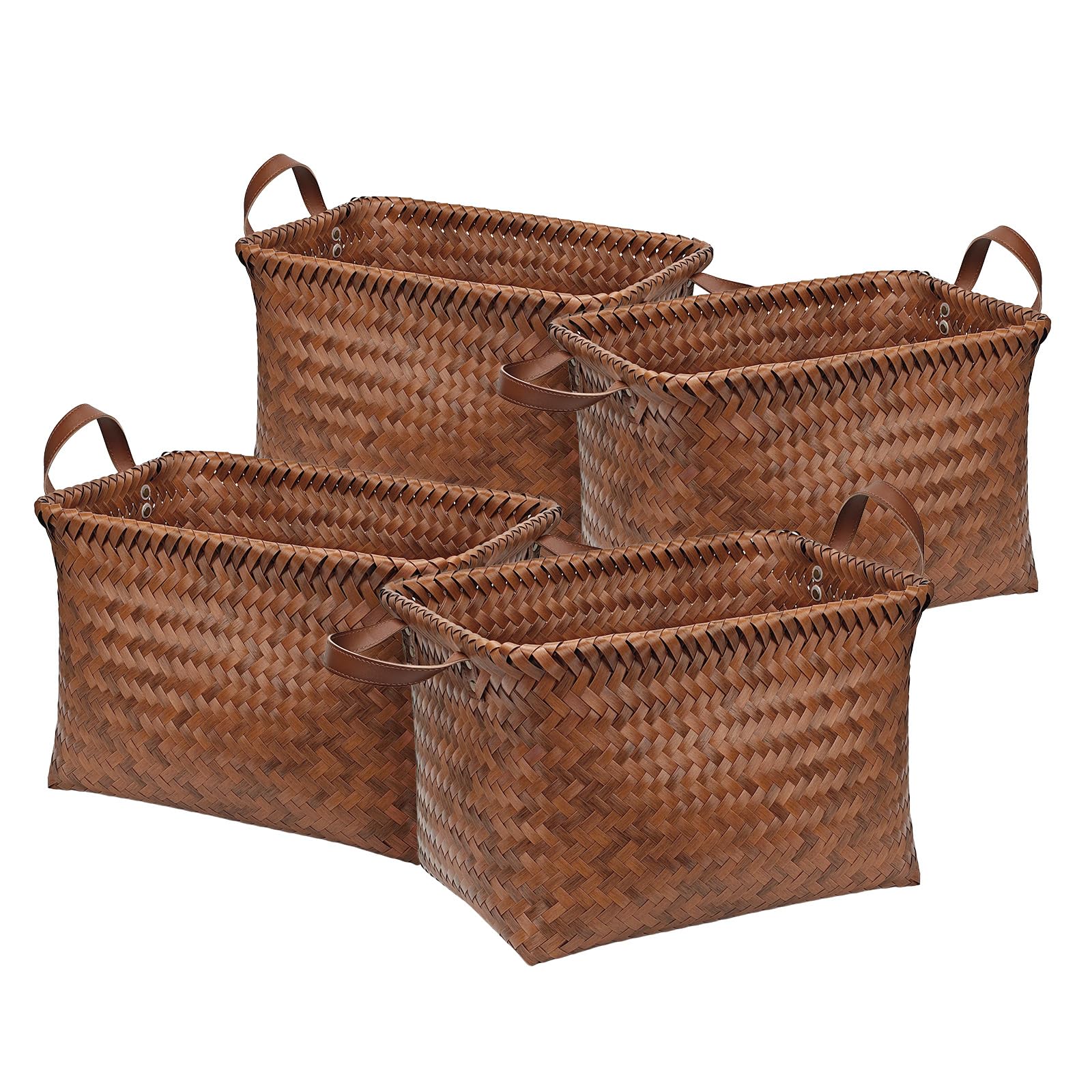 Mounting Up 4 Pack of Handwoven Large Storage Baskets Clothes Basket Laundry Hampers for Shelves Blankets Closet Storage Bins Car Bedroom Bathroom Dining room Organizers and Storage Bath, UK