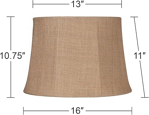 Miniatura 6 de Juego de 2 pantallas de lámpara de tambor de tapa blanda, de arpillera natural, medianas, 13 pulgadas, parte superior x 16 pulgadas inferior x 10.75
