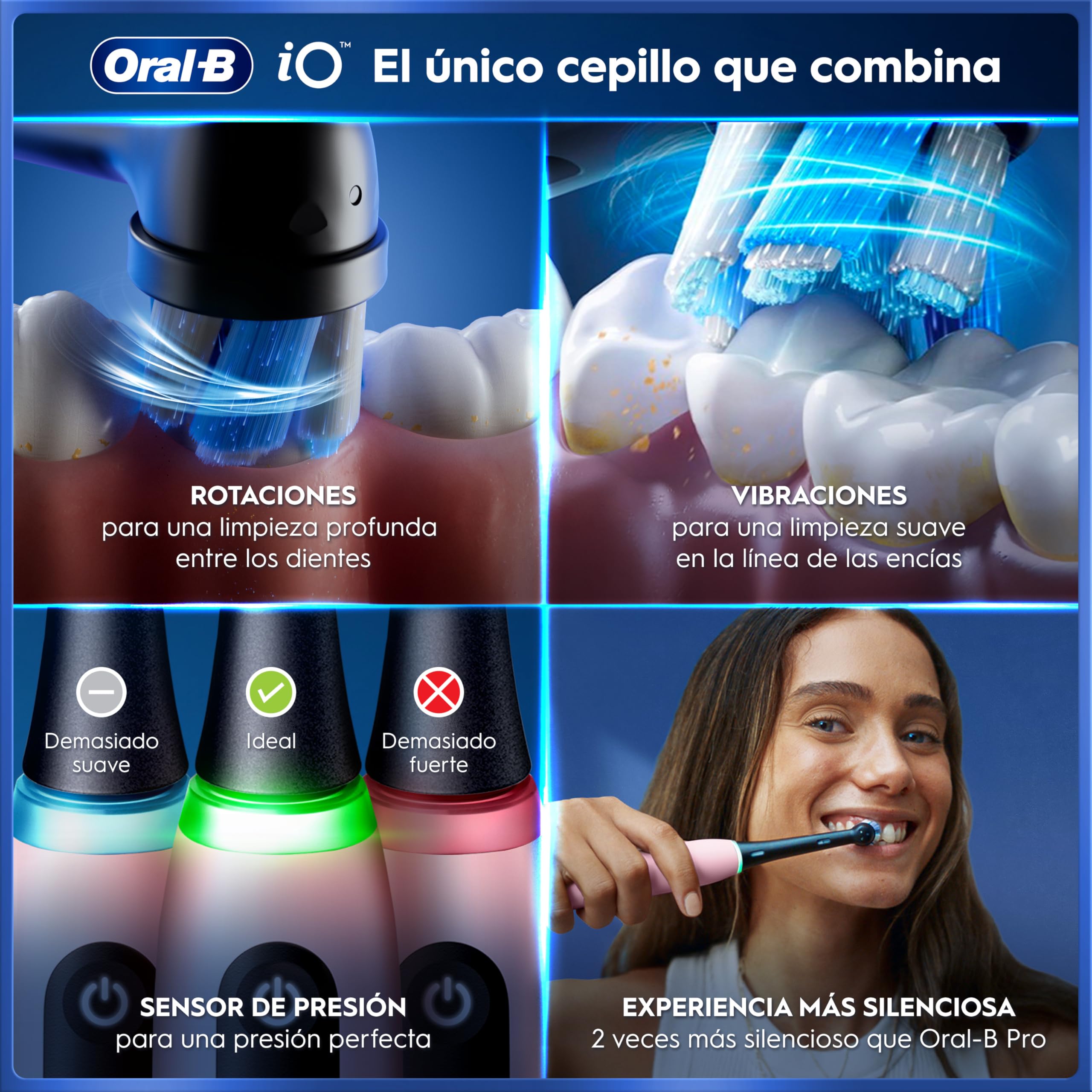 Oral-B iO 5N Cepillo de Dientes Eléctrico con 1 Cabezal Y Estuche de Viaje, Rosa - Cepillo Dental con Mango Recargable, 5 Modos de Cepillado con Blanqueamiento Dental Y Sensor de Presión
