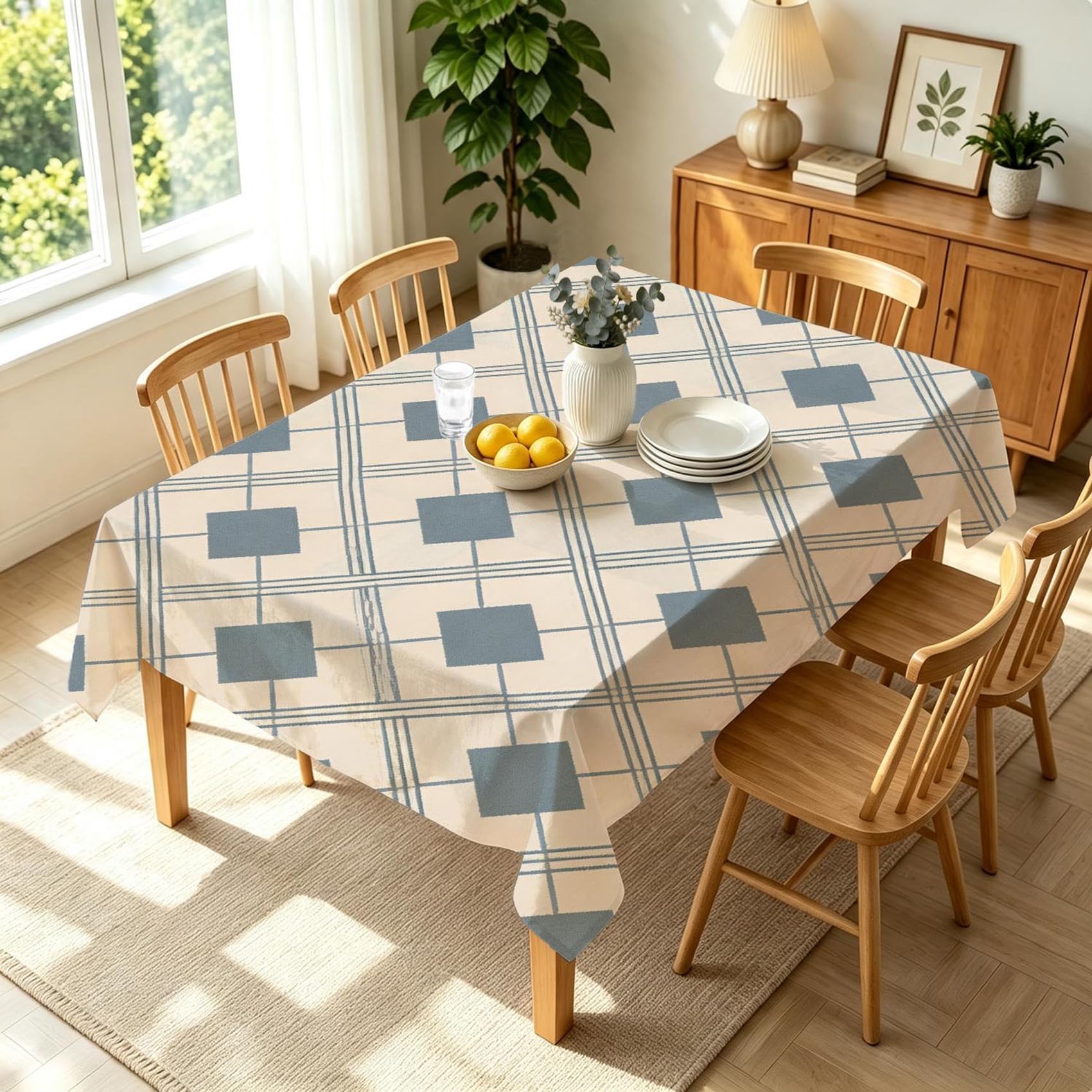 Nappe Losanges Grisé Bleu Rectangulaire Polyester 140 x 260 cm