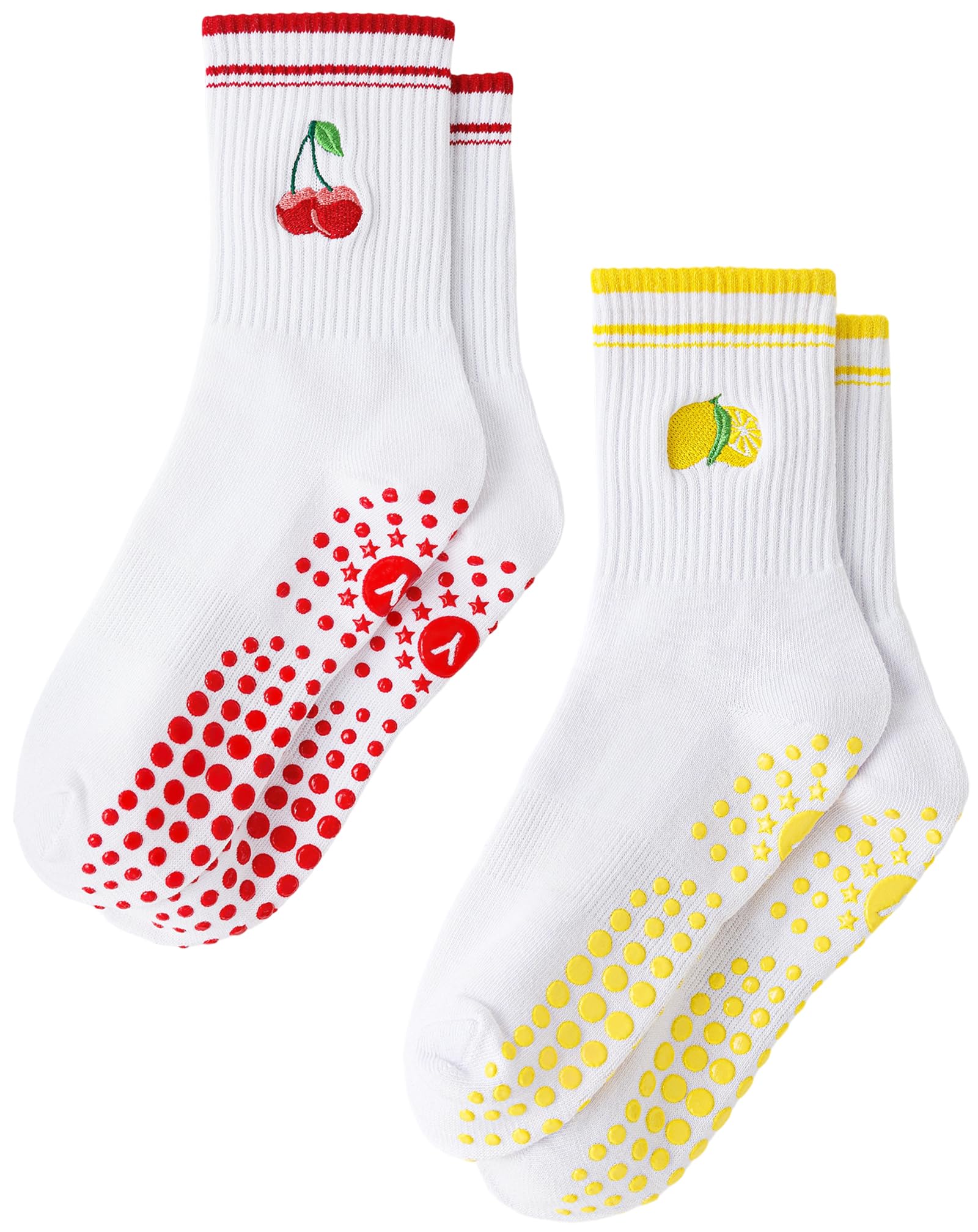 Yawlsow Pilates Stoppersocken für Damen Rutschfeste Yoga Grip Socken | mit Noppen niedlich und bequem für Reformer Ballett Barre Tanz Trampolin Krankenhaus Fitness Zuhause Atmungsaktiv