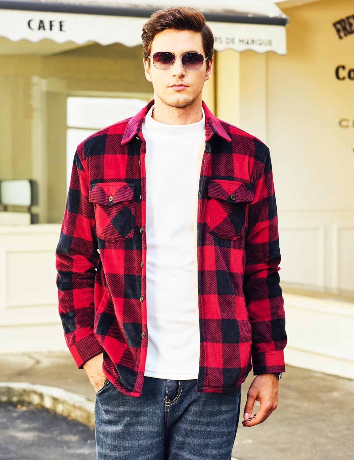 MAGNIVIT Flannel Jacket for Men Sherpa Lined Plaid Fleece Jackets Thick Button Down Flannel Shirt Warm Winter Outwear - Image 2