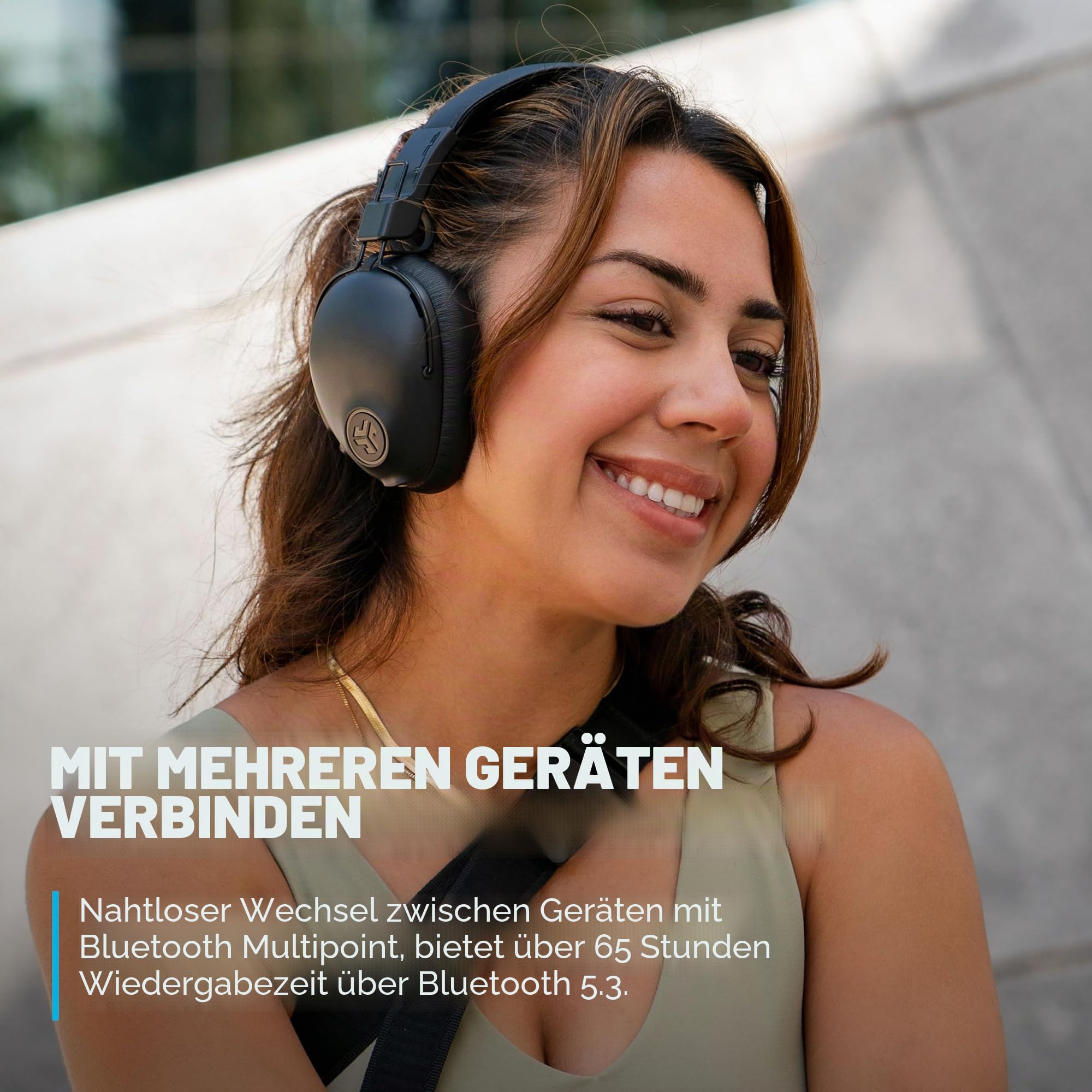 JLab Studio Pro+ Bluetooth Kopfhörer Over-Ear - Kabellos 65+ Std., Schwarz | Bluetooth 5.4, Wireless Headphones mit Mikrofon, Multipoint, Cloud Foam Komfort