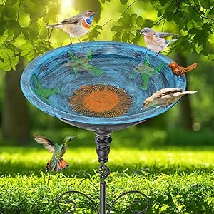 Vogeltränke 83cm Metall - Garten Vogelbad Mit 5-Zacken Sockel