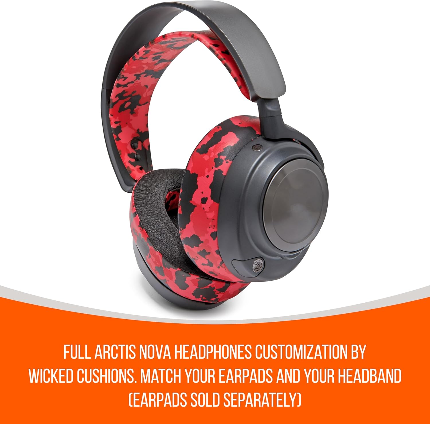 WC HeadbandZ Arctis Nova - Upgraded Silicone Headband for Arctis Nova Headsets by Wicked Cushions - Enhanced Flexibility, Comfort, and Style with Matching Earpad Designs | Red Camo