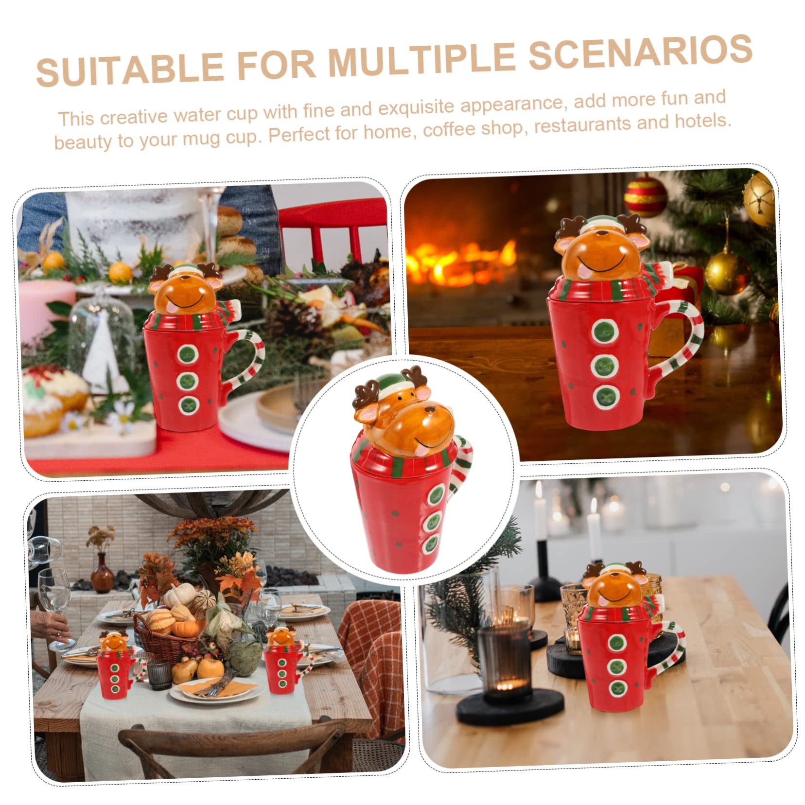 Alipis 3 Pièces Tasse en céramique de Noël tasse de chocolat chaud d'eau de fête s à café mug mignon mug cafe s de noël nouveauté d'eau à café multifonction