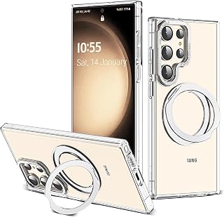 for Samsung Galaxy S22/S23 Ultra Case with 360° Spin Stand,Clear