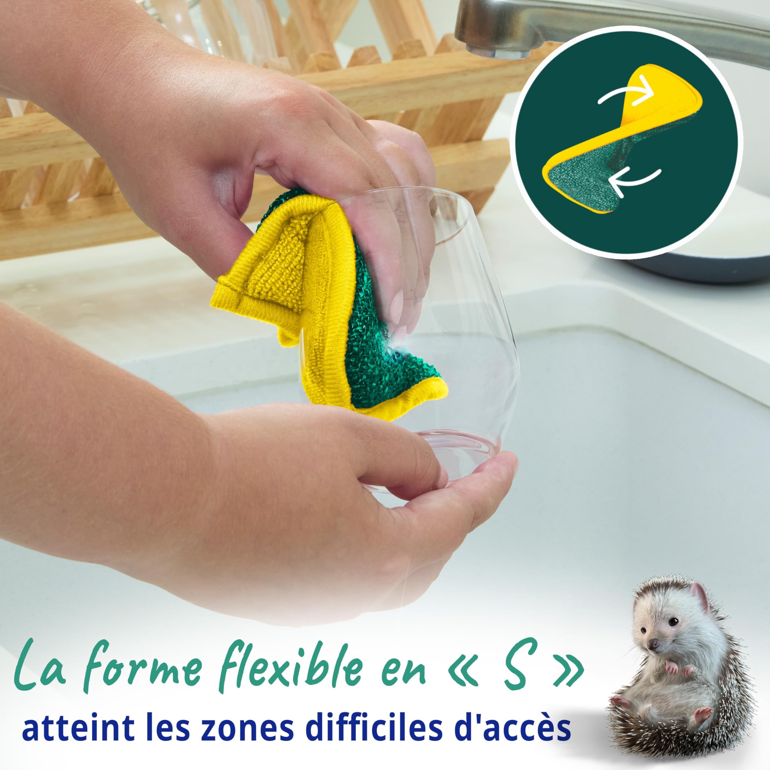 Spontex Flex & Wash Éponges réutilisables microfibre double face 4 pièces