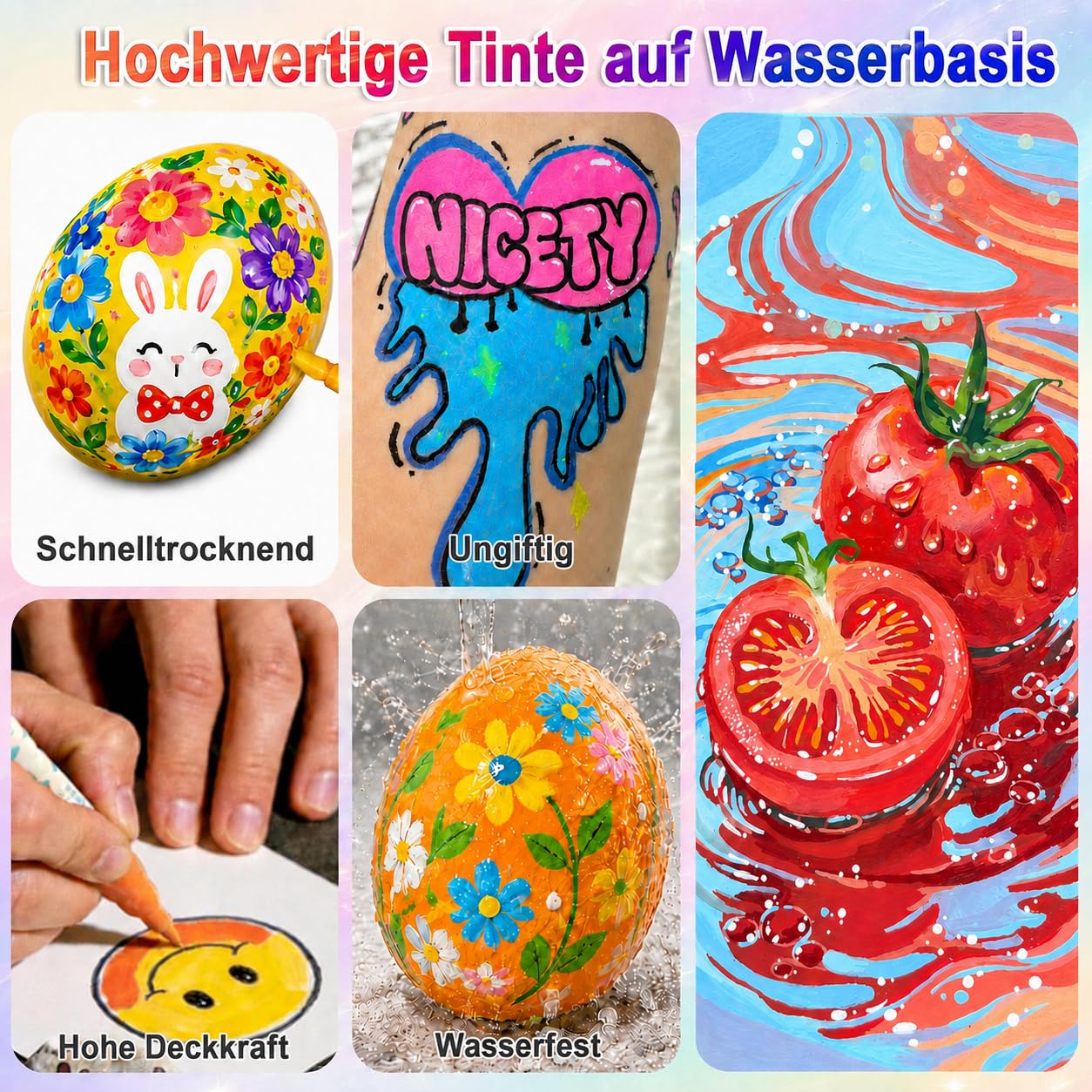 NICETY 360 Pcs Acrylstifte für Steine wasserfest, 1-5mm Spitze, Acrylic Paint Marker Set zum Bemalen auf Stein Holz Glas Keramik & Leinwand, hochdeckend, geruchsneutral