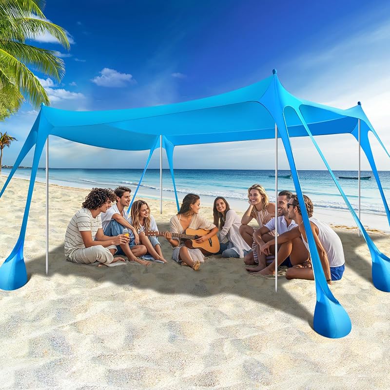 Rhino Valley Strand Sátor UV 50+ Védelem, 3x4m Hordozható Napvédő Pavilon Kék