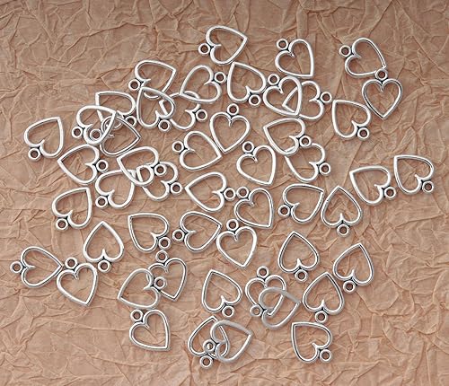 Miniatura 7 de Ruwado Juego de 50 dijes de corazón hueco para hacer joyas, 0.6 x 0.5 in, accesorios para proyectos de manualidades, decoración de árbol de Navidad,