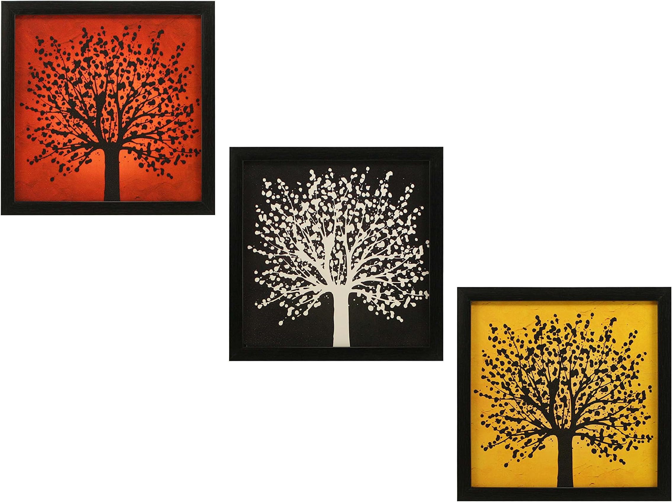 Indianara 3 Piece Set of Framed Wall Hanging Decor Modern Art(1066) Prints 8.7 Inch X 8.7 Inch Without Glass-Multicolour