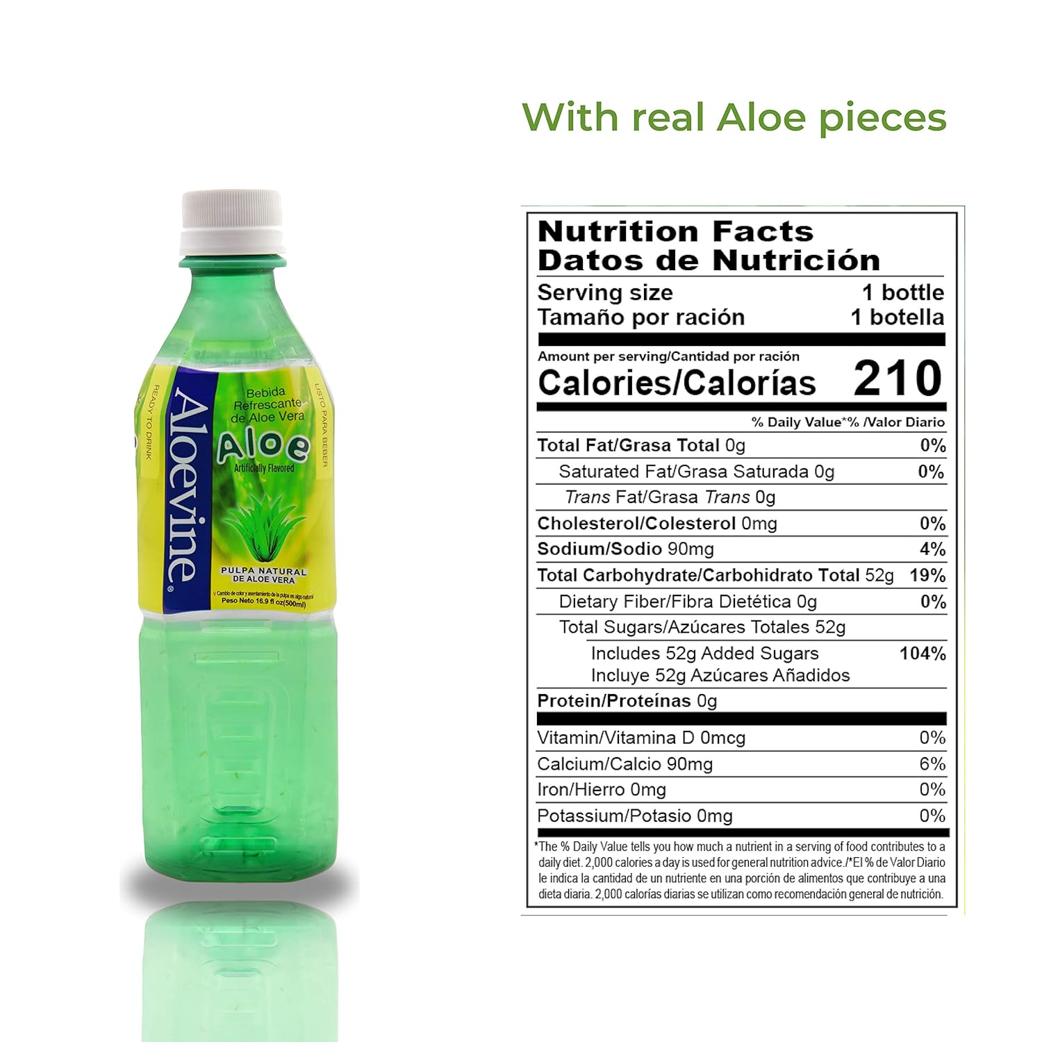 Aloevine Aloe Vera Drink Original healthy juice pure with chunks of aloe l 16.9 oz. 10 pack l plant based Vegetable Korean drinks