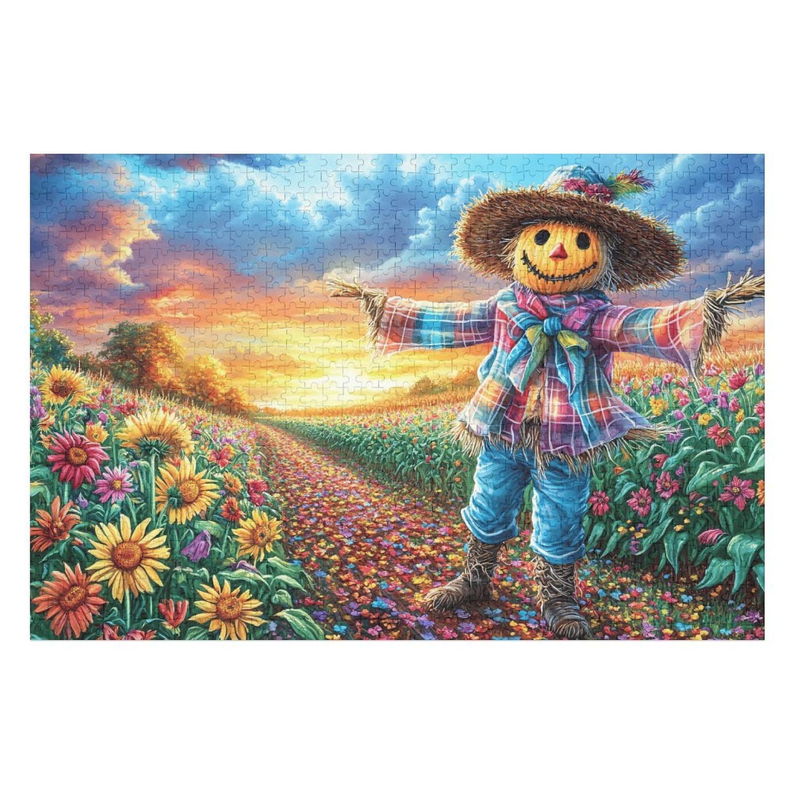 1000 Piece Jigsaw Puzzle for Adults Sunflower Field Girl 75x50cm Home Wall Decor Artwork Unique Personalized Decoration for Living Room Bedroom Study