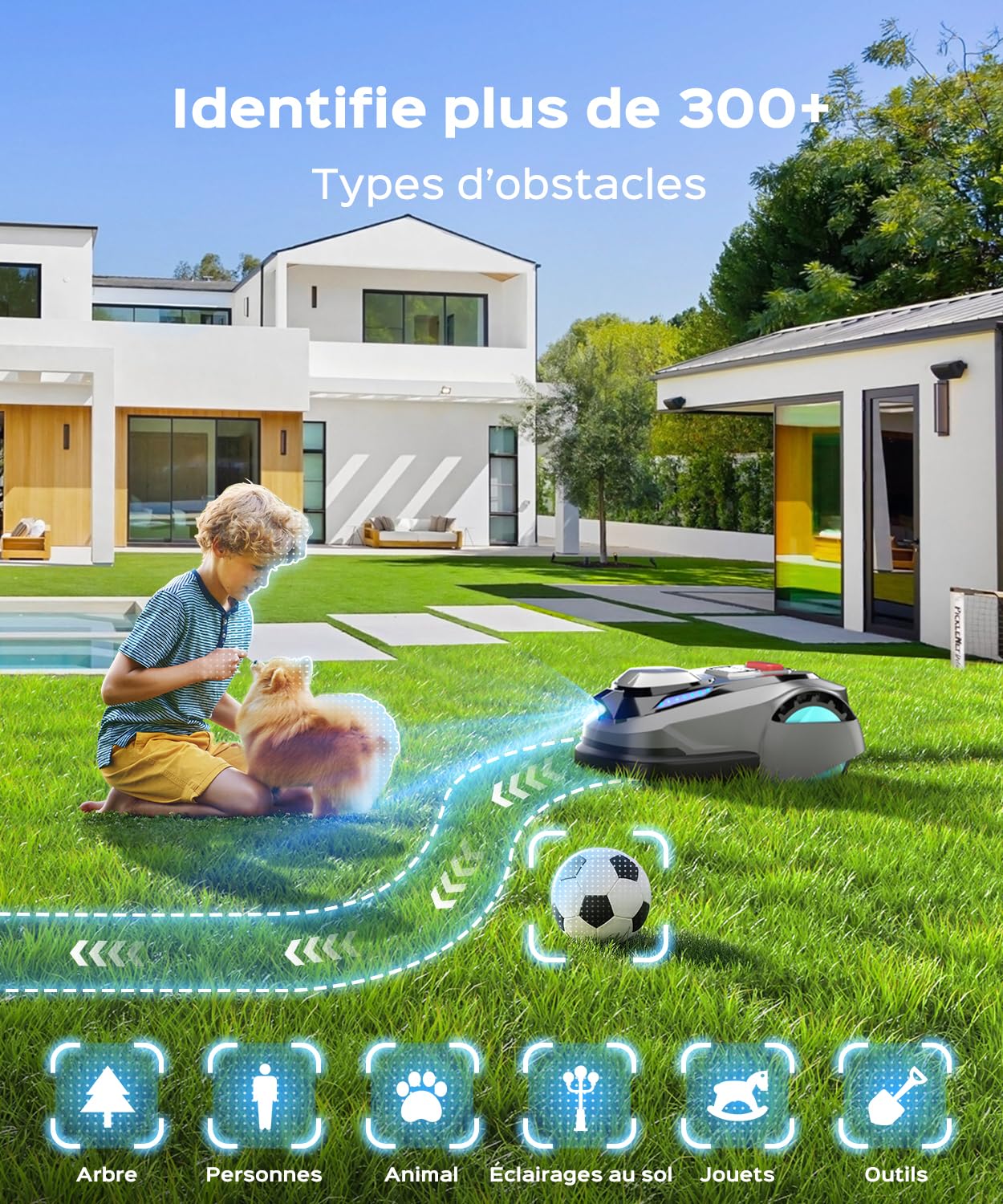 YARDCARE N1600PRO – Robot Tondeuse sans Fil périphérique avec Navigation RTK & Vision IA, pour Jardins Jusqu’à 1600 m² (Tonte systématique en U, Gestion Multi-Zones, réglage de la Hauteur Via app)