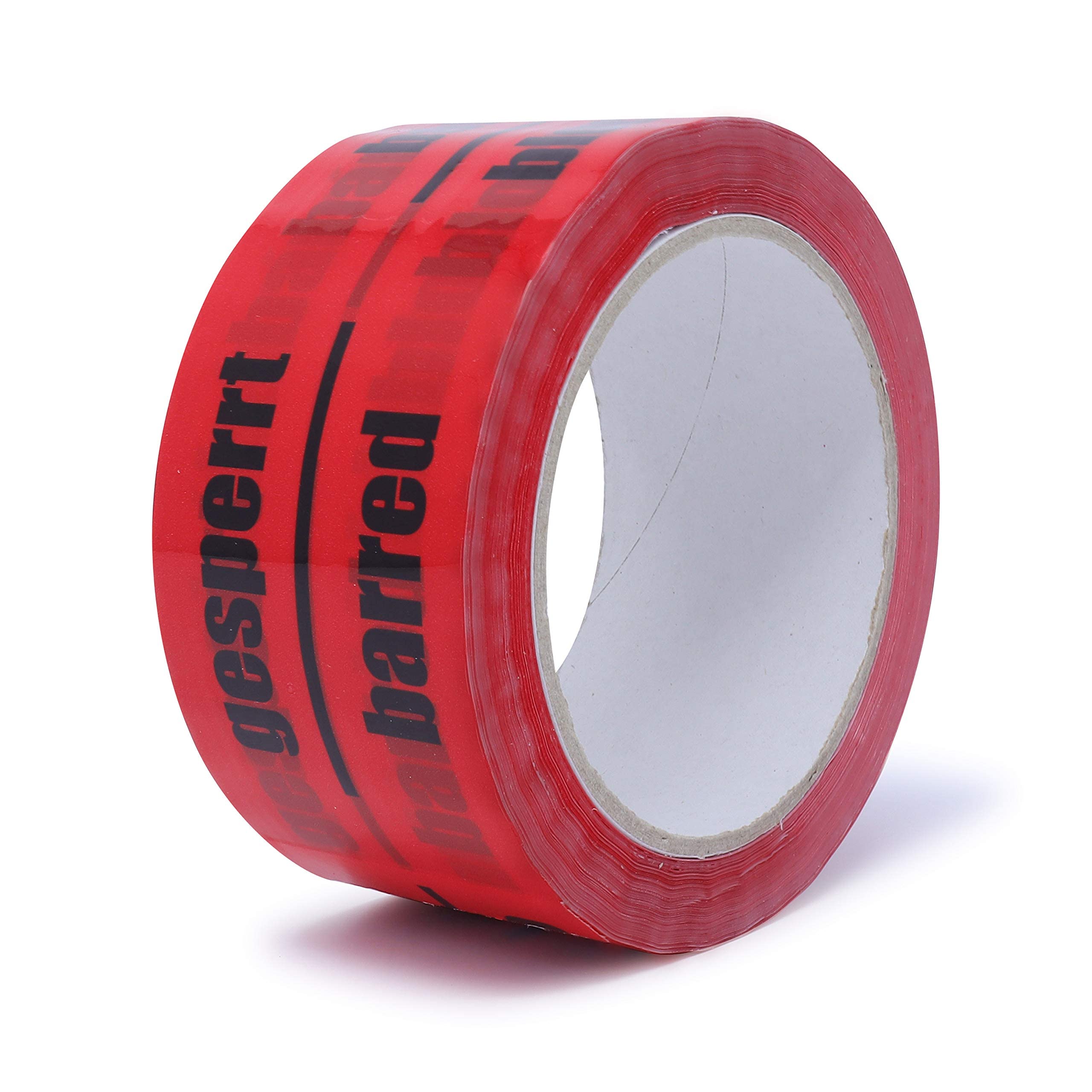 gws Cinta de embalaje bloqueada roja PP silenciosa | Cinta adhesiva de embalaje de calidad profesional | Cinta indicativa alemana/ingles/francés/italiana | 50 mm x 66 m (36 rollos)