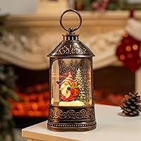 Vista 2 de Linterna de globo de nieve de Navidad, gnomos iluminados con purpurina, globo de nieve con música, decoraciones musicales de Navidad USB y funciona