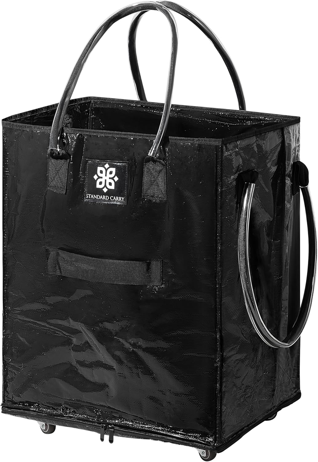 Reusable Grocery Bag With Wheels | Foldable Rolling Tote With Handles | Zipper Closure | Waterproof