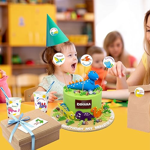 Miniatura 6 de Paquete de 600 calcomanías motivacionales de dinosaurio motivacional para incentivos de recompensa para maestros en 16 diseños (cada uno mide 1.5