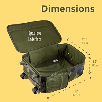 Stephen Joseph Kids Classic Rolling Luggage, Kids Luggage, Toddler Rolling Travel Carry On, Kids Suitcase with wheels,