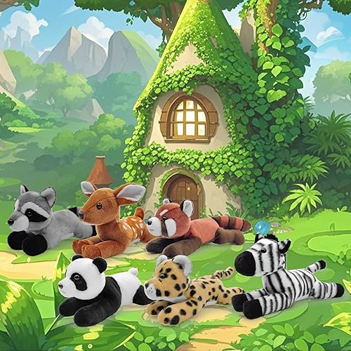 Miniatura 6 de Animal de Peluche de Ciervo para Niños, Juguete de Peluche de Animal Realista de Cervatillo de 8 Pulgadas en Postura Acostada, Ciervo de Peluche