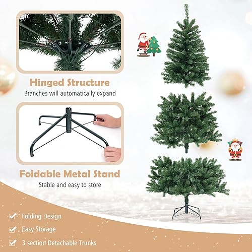 Miniatura 148 de GOFLAME Árbol de Navidad artificial preiluminado de 8 pies con luces LED blancas cálidas y conos de pino, decoración navideña para el hogar