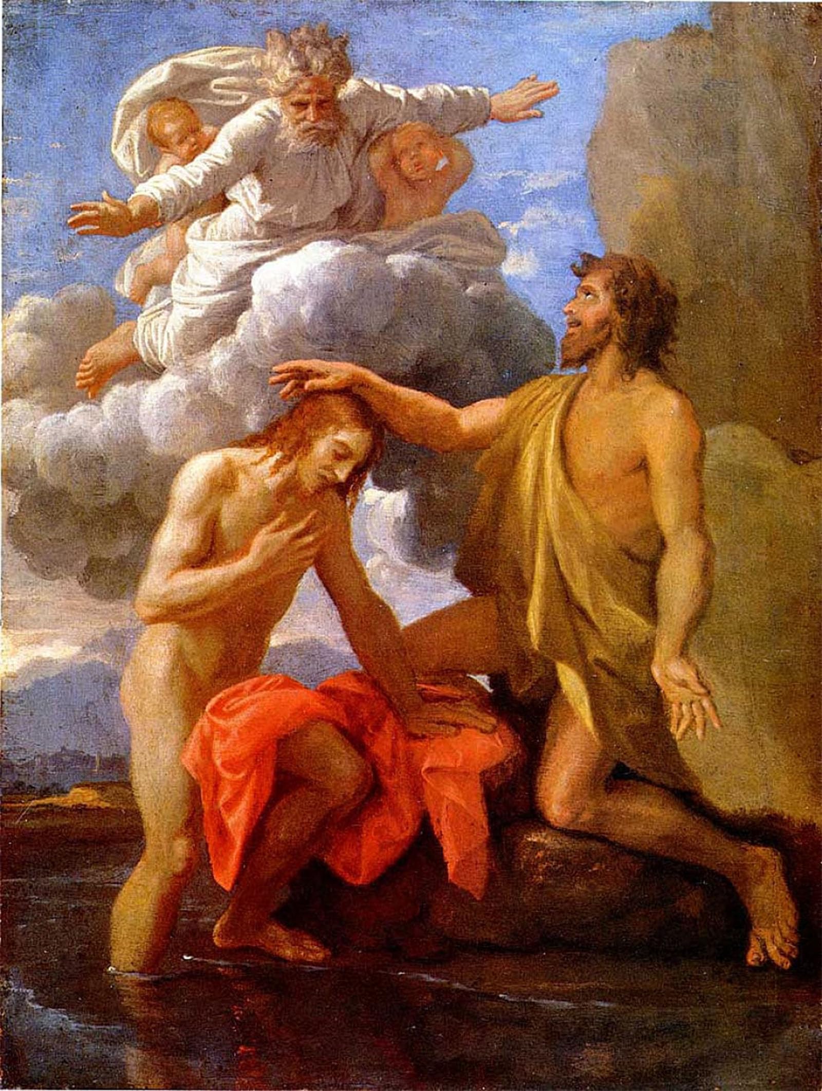 ARTXLXXBN Famous Art Print Poster Vintage Wall Art Saint John Baptizing Christ by Nicolas Poussin Canvas Art Poster for Home Decor 60x90cm