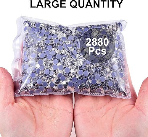 Miniatura 5 de BLINGINBOX Diamantes de imitación Hotfix a granel, 2880 unidades de diamantes de imitación para manualidades, gemas de vidrio para ropa, decoración,