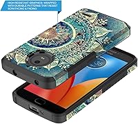Vista 3 de Funda para Moto E4 Plus, Moto E Plus (4ª generación), Rosebono de doble capa a prueba de golpes, funda rígida vintage para Motorola Moto E4 Plus