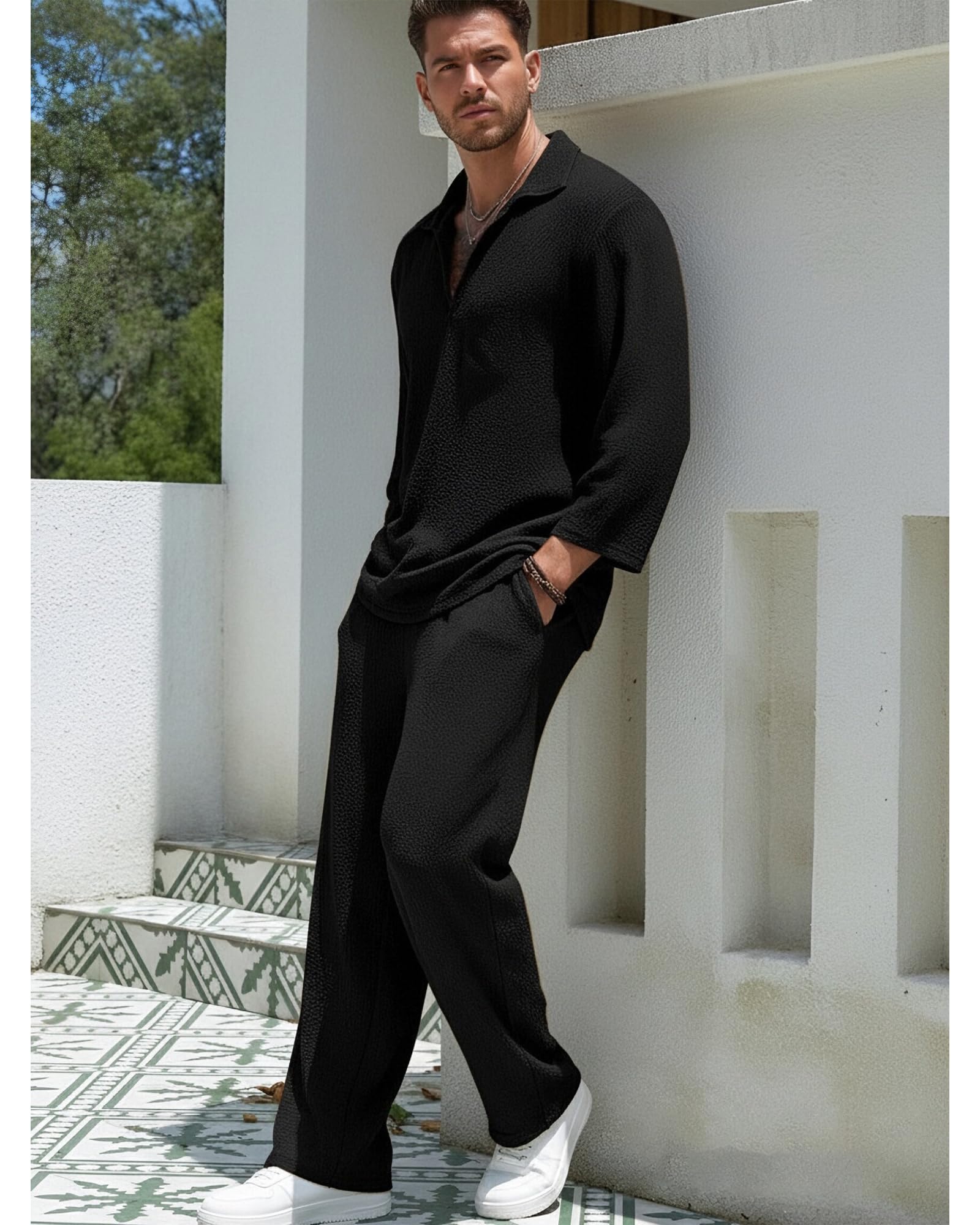 2 Teiler Herren Sommer Casual Trainingsanzug Sommeranzug Herren Leicht Hawaii Outfit für Jeden Tag und Urlaub