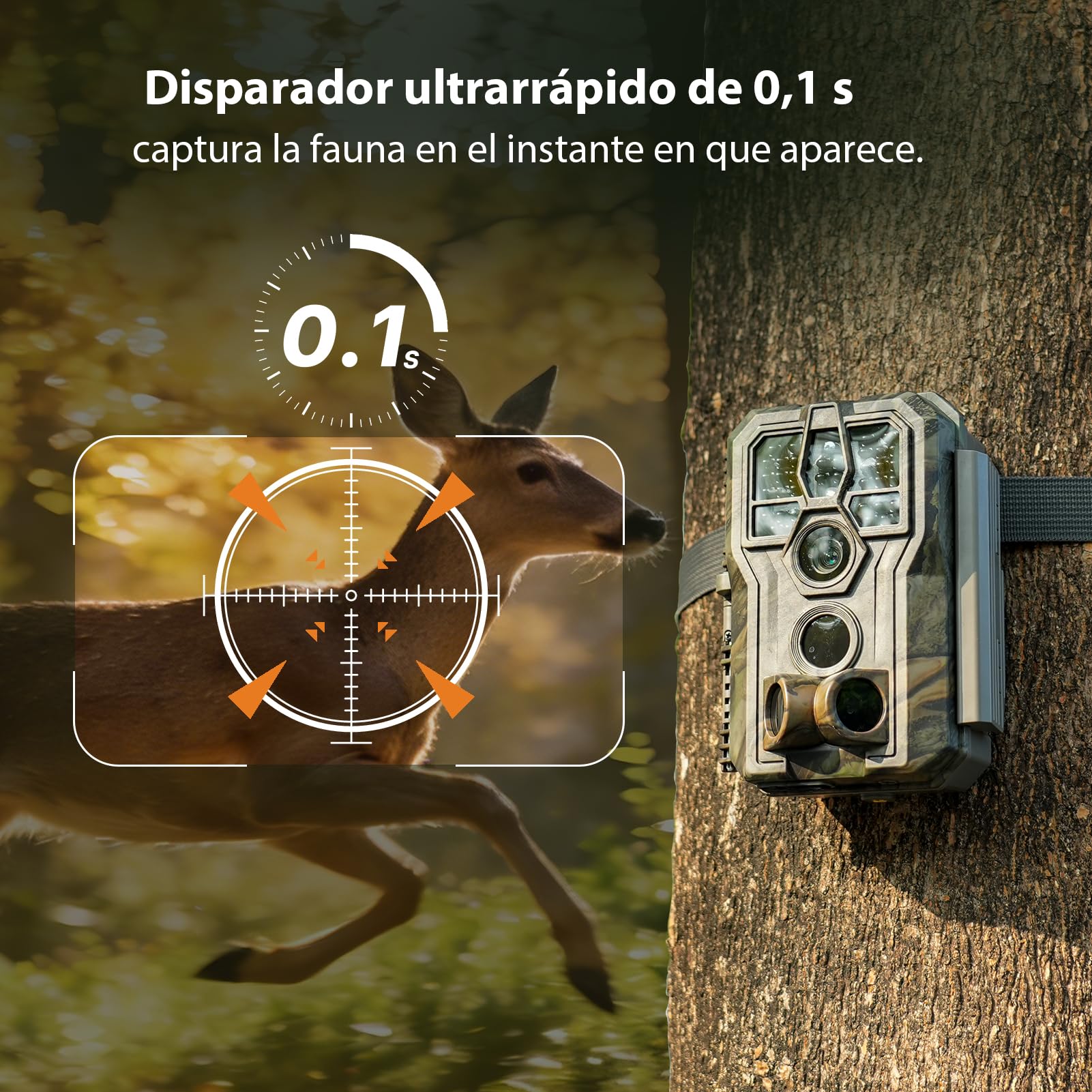 GardePro E5 2.0 Camara Fototrampeo 4K, Tarjeta SD de 64 GB, 64MP 4K Cámara Fototrampeo, IP66 Camara de Caza, IP66