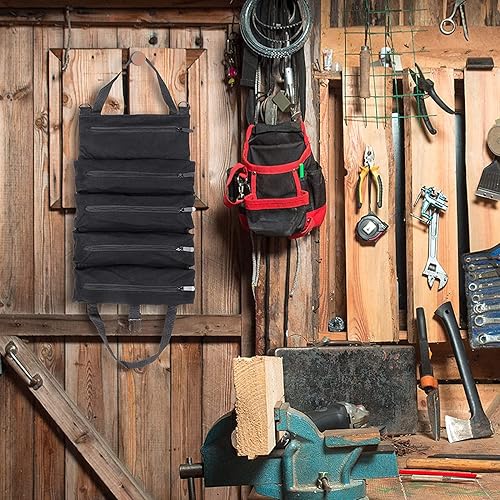 Miniatura 7 de Rollo de herramientas, bolsa de herramientas pequeña con bolsas desmontables, bolsas de herramientas de lona, bolsa de herramientas pequeña, bolsa