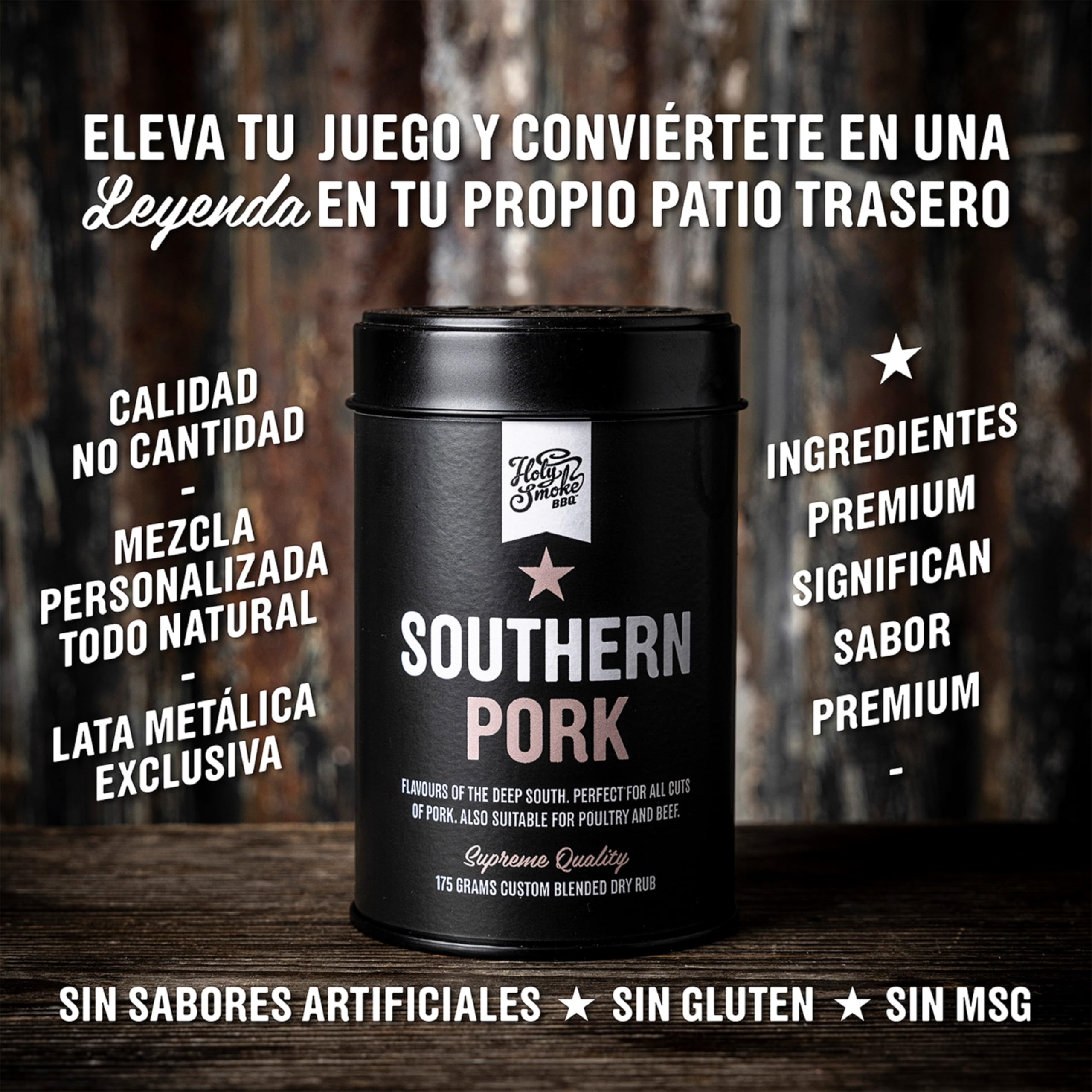 Southern Pork BBQ Rub Todo Uso Spice Mix Especias Barbacoa Condimento Seco para Carne verduras Brisket Cordero Bistec Fajitas pollo pescado y patatas 175g — view 3