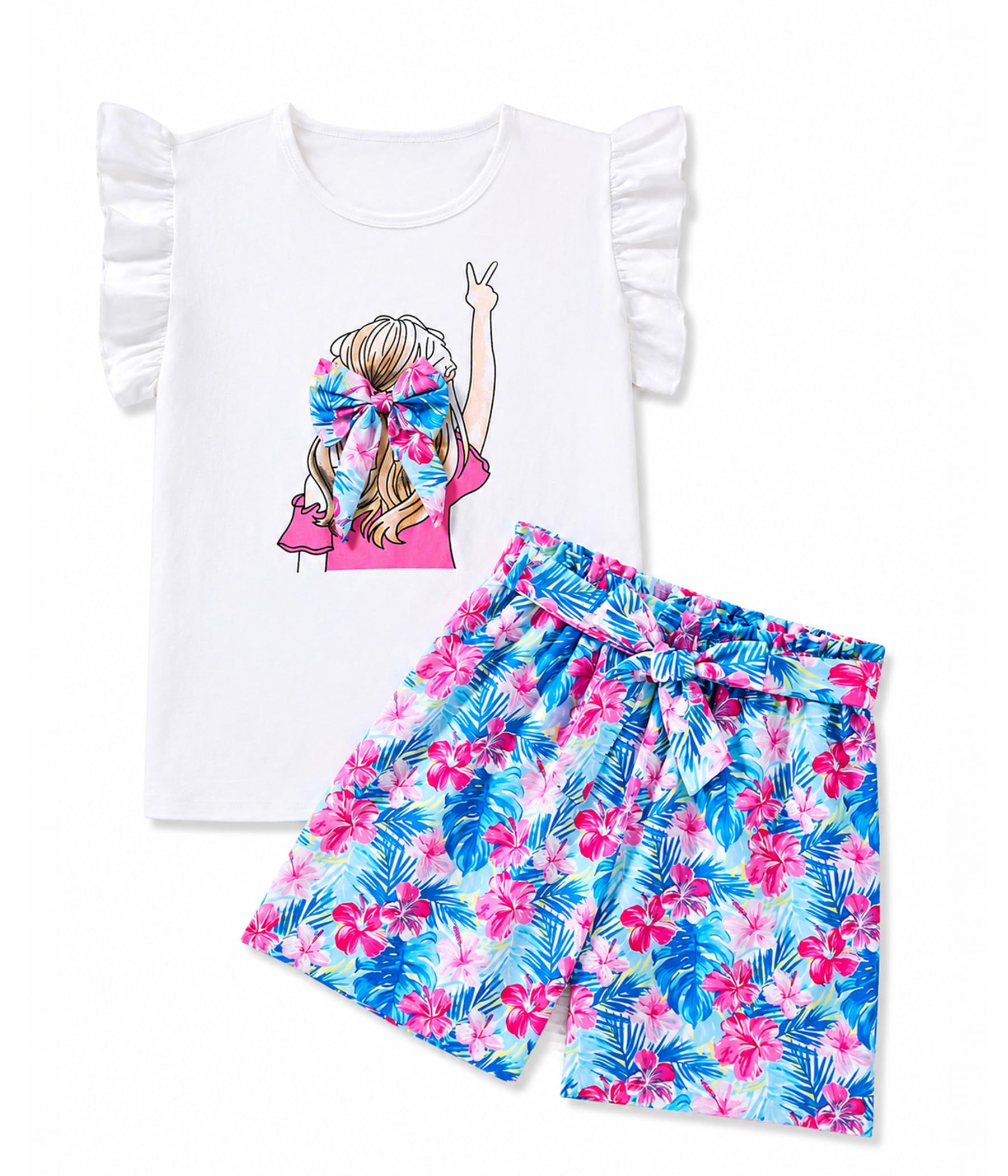 Girls Summer Outfits Cute Sleeveless Top High Waisted Short Sets with Pockets Teen Girl Clothes Size 6-14 T