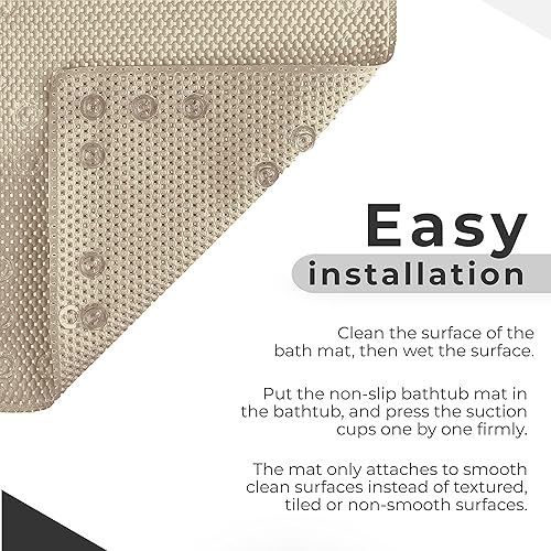 Miniatura 8 de SC TECH - Tapetes de baño antideslizantes con ventosas para bañera, tapete de ducha antideslizante para adultos y niños, tapete de baño