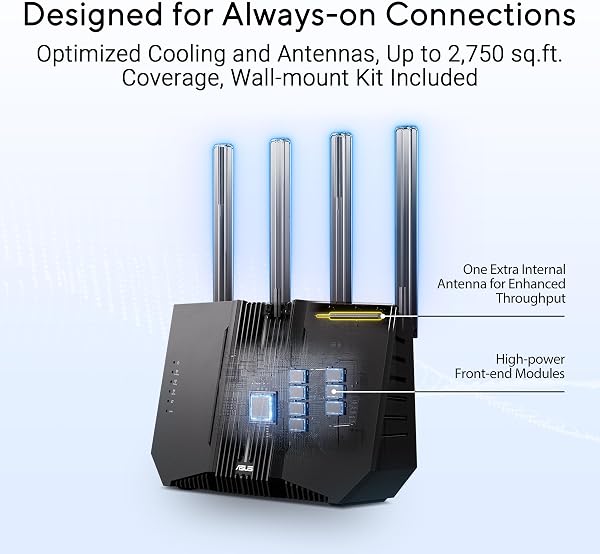 ASUS RT-BE92U Tri-band WiFi 7 Router, supports new 320MHz bandwidth & 4096-QAM, Multi-link operation (MLO), AI WAN detection, AiMesh support, subscription-free network security, and VPN features - 5