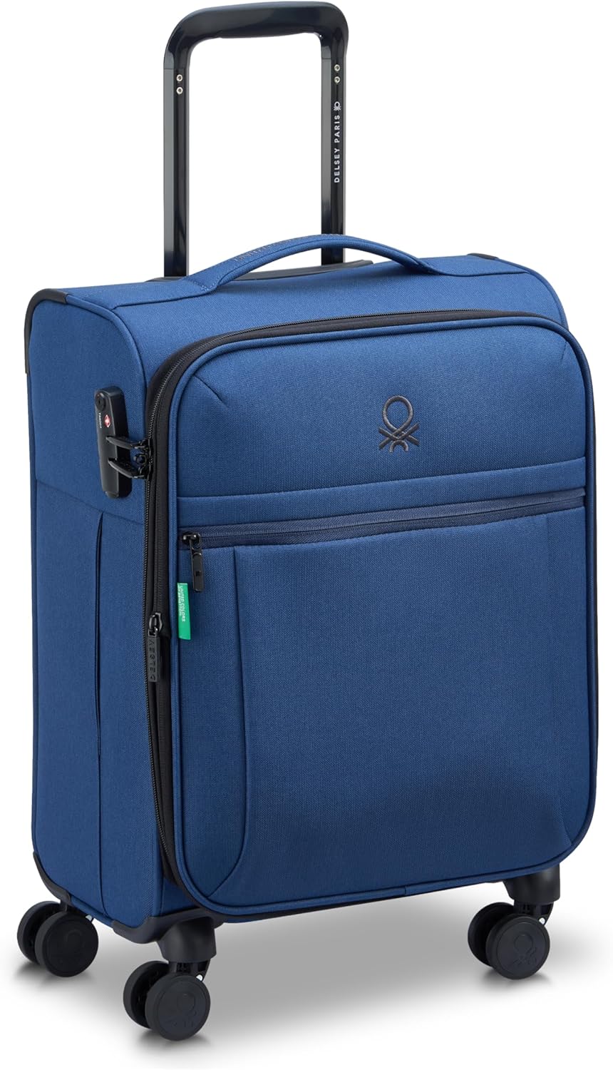United Colors of Benetton Be Softside Expandable Luggage with Spinner Wheels, Faded Denim, Carry-On 19 Inch