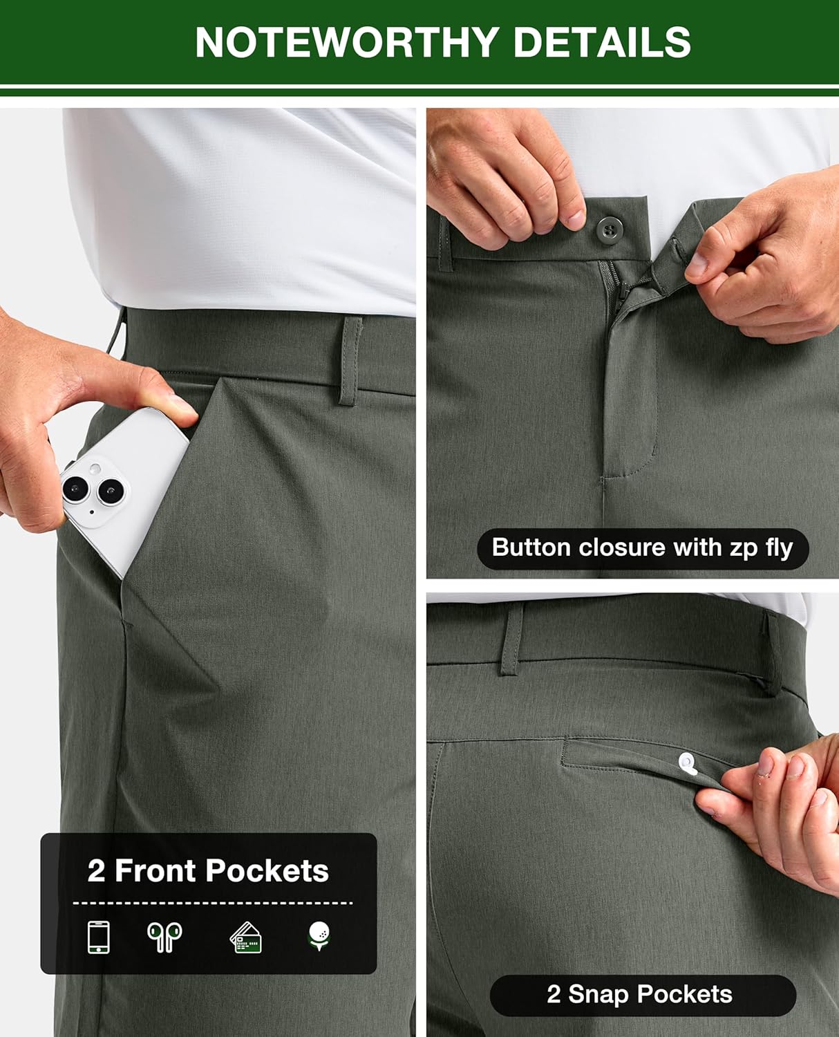 Soothfeel Men's Casual Shorts 5/7 Inch Golf Dress Shorts for Men Flat Front Work Lightweight Quick Dry with 4 Pockets - Image 5