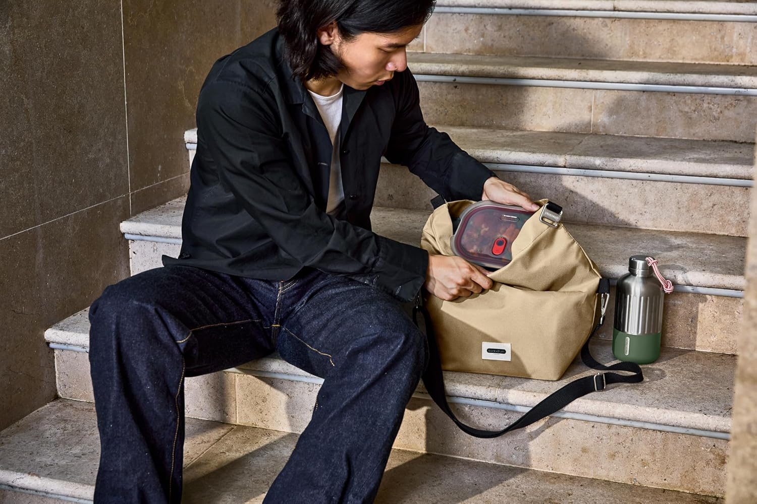 BLACK + BLUM Insulated Lunch Bag 10L - Recycled Roll Top Cool Bag With Shoulder Strap, Leak Proof Thermal Cooler for Women & Men, Reusable Packed Meal Carrier, BPA Free (Clay)