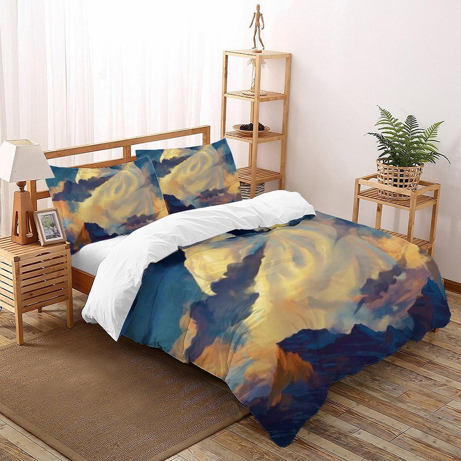 Housse de couette King 220x240cm imprimé 3D blanc pur microfibre
